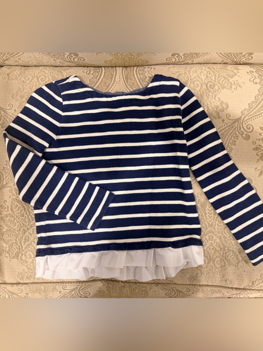 Crewcuts Navy and White Striped Girls Top size 4-5